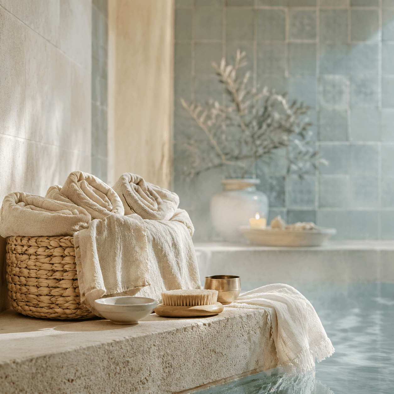 Linen Spa bathroom palette scene